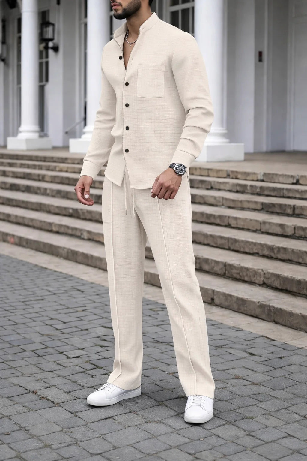 Waffle Knit Casual Suit