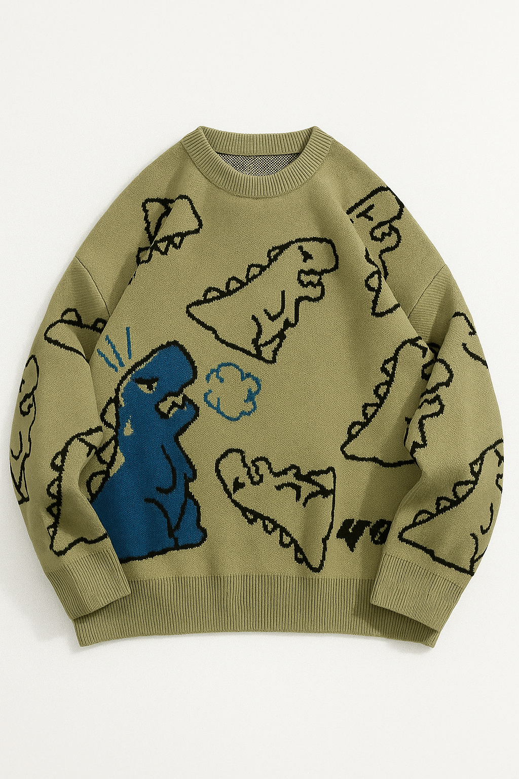 Oversized Dinosaur Knit Sweater