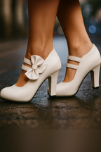 Bella Bow Heels Soft Beige