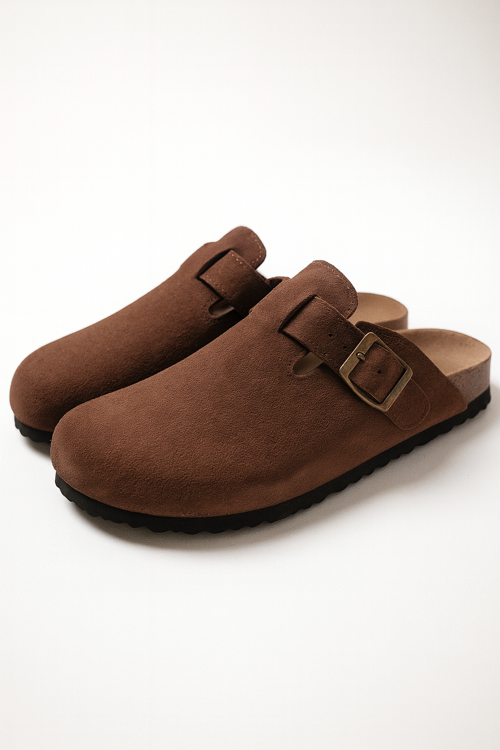 Suede Cork-Insole Mules