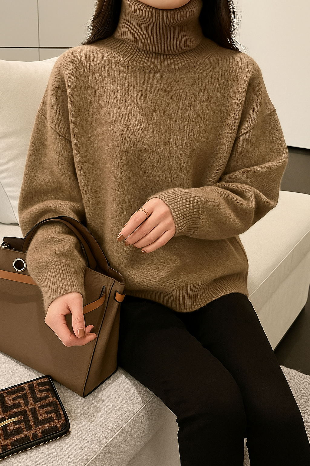 Zekye High Neck Knit Sweater
